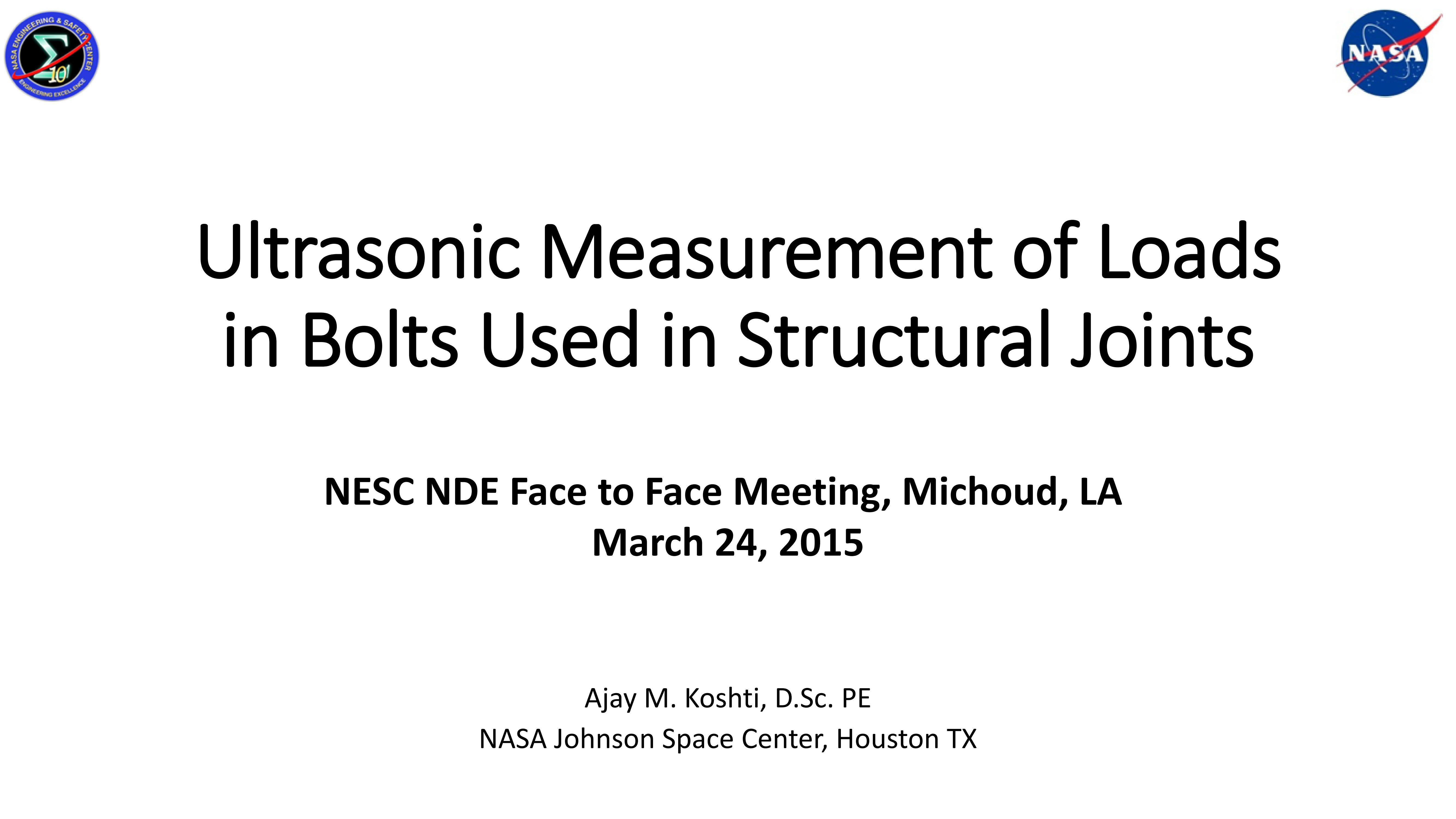 超声波螺栓预紧力测量在NASA的应用